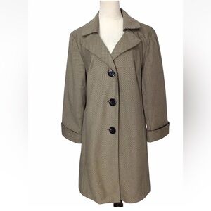 Anne Klein Houndstooth Lined Car Trench Coat Size 8